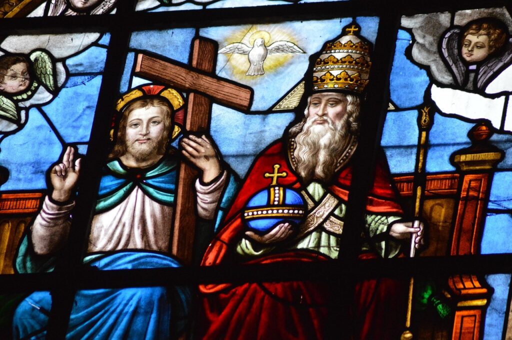 stained glass, window, church, trinity, glass, color, faith, father, son, spirit, dove, trinity, trinity, trinity, trinity, trinity-4182341.jpg